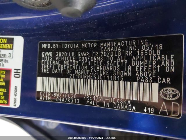 2T1BURHE5JC111815 Toyota COROLLA SE