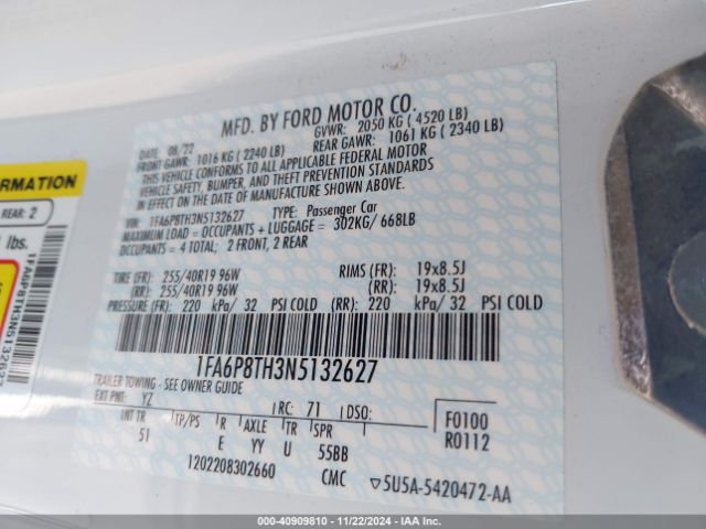 1FA6P8TH3N5132627 Ford Mustang Ecoboost Premium