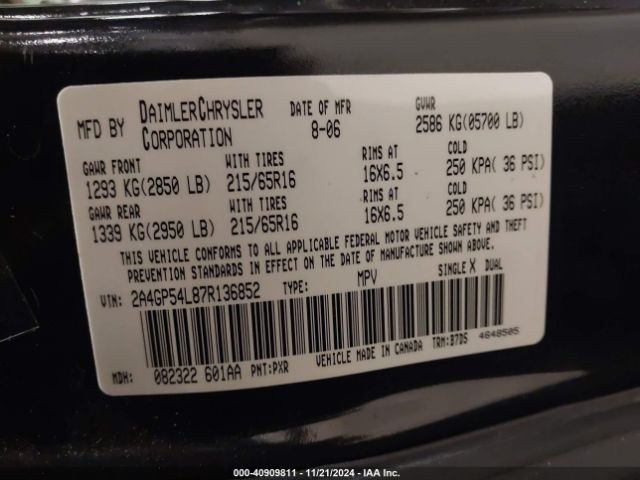 2007 CHRYSLER TOWN & COUNTRY 2A4GP54L87R136852 Photo 8