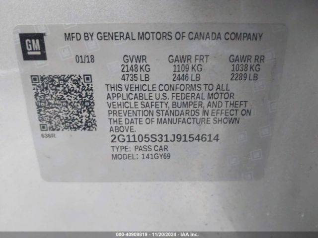 2G1105S31J9154614 Chevrolet IMPALA 1LT