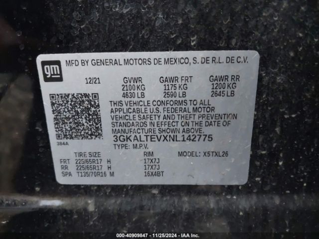 3GKALTEVXNL142775 GMC Terrain Awd Sle