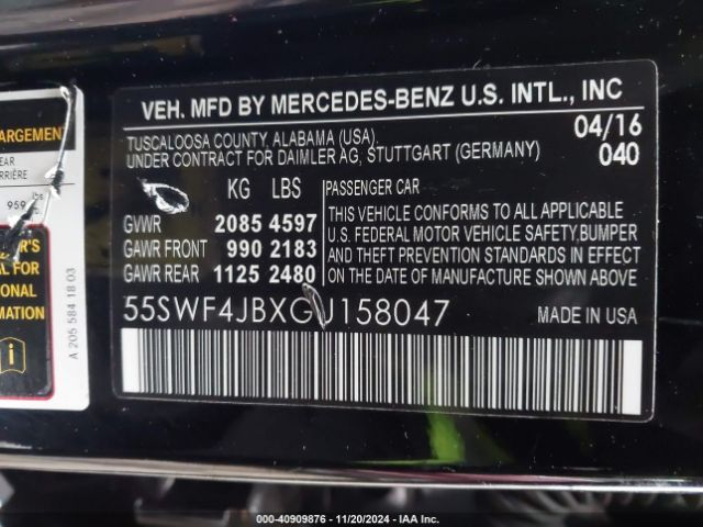 55SWF4JBXGU158047 Mercedes-Benz C-class C 300/luxury/sport