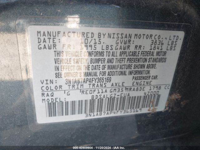 3N1AB7AP4FY365169 Nissan SENTRA SL