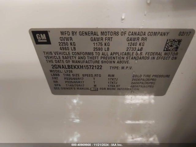 Chevrolet EQUINOX LS 2017 2GNALBEKXH1572122 Image 9