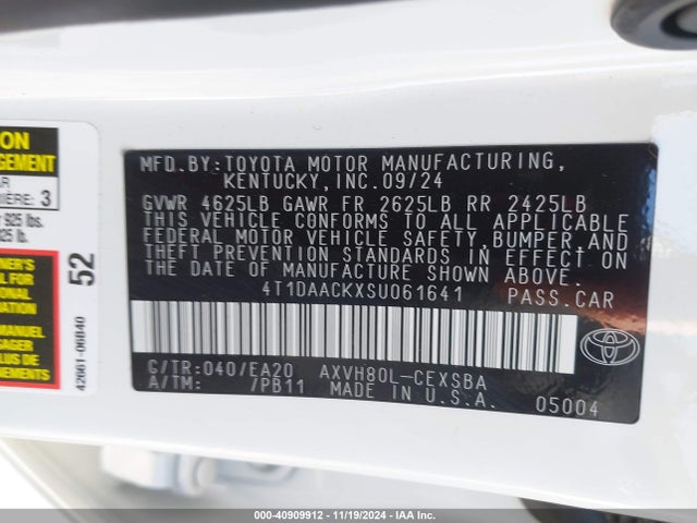 Toyota CAMRY SE 2025 4T1DAACKXSU061641 Image 9