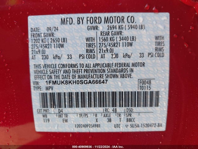 Ford Explorer St-line 2025 1FMUK8KH0SGA66647 Image 9
