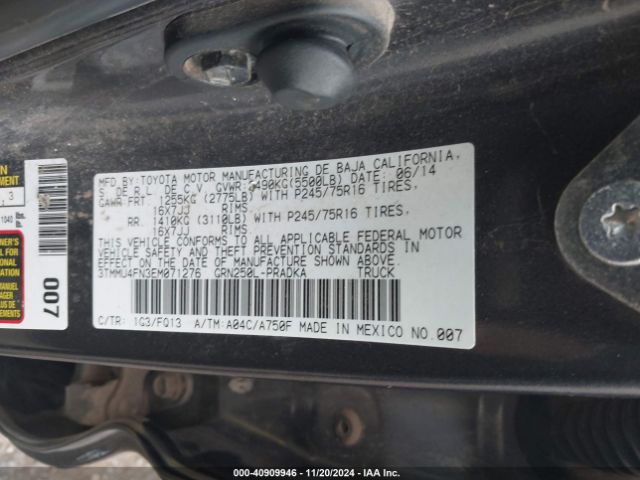 3TMMU4FN3EM071276 Toyota Tacoma Base V6