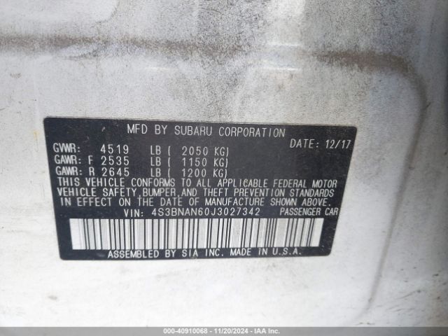 4S3BNAN60J3027342 Subaru Legacy 2.5i Limited