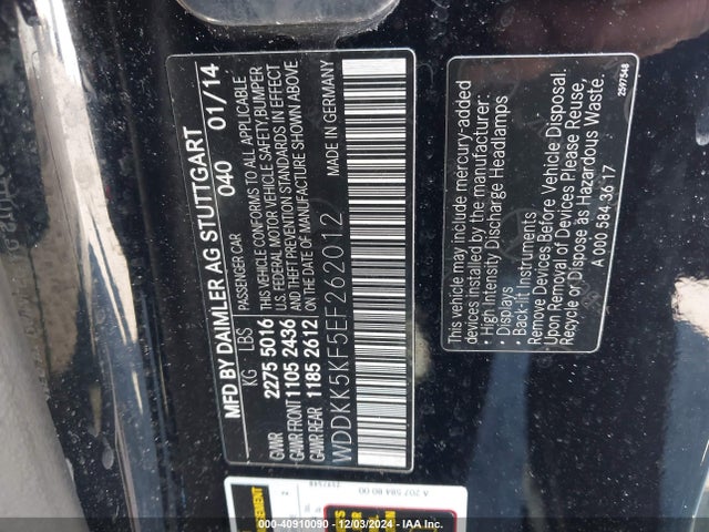 WDDKK5KF5EF262012 Mercedes-Benz E 350