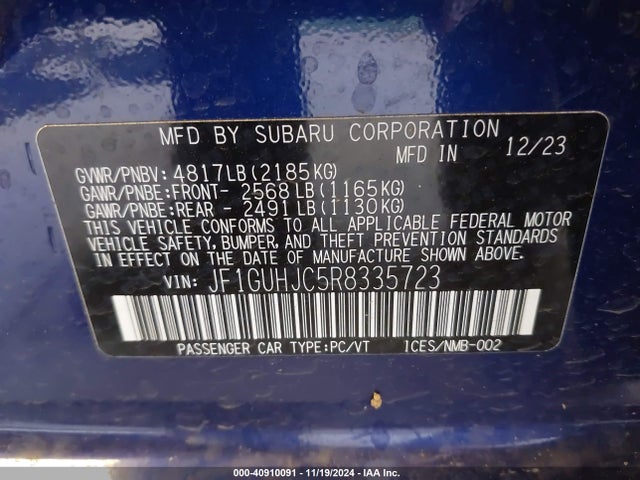 JF1GUHJC5R8335723 Subaru Impreza Rs 5-door