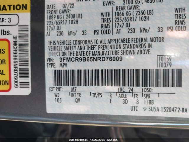 3FMCR9B65NRD76009 Ford Bronco Sport Big Bend
