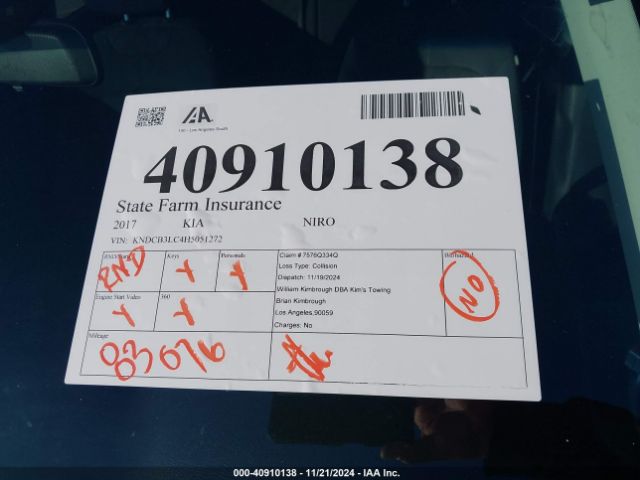 KNDCB3LC4H5051272 KIA NIRO LX