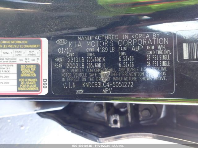 KNDCB3LC4H5051272 KIA NIRO LX