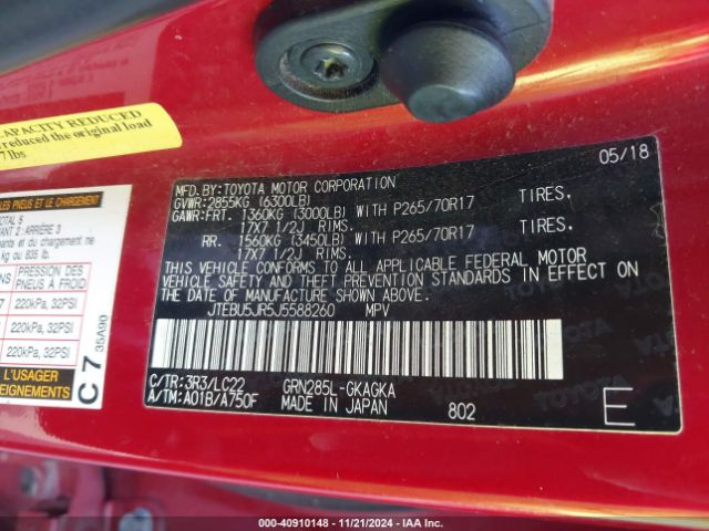 JTEBU5JR5J5588260 Toyota 4runner Trd Off Road Premium