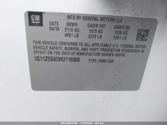 1G11Z5SA5HU118068 Chevrolet IMPALA LS