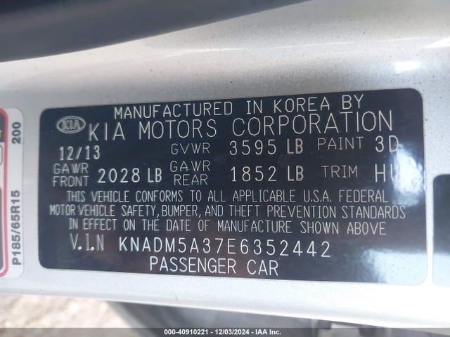 KIA Rio 2014 KNADM5A37E6352442 Image 20