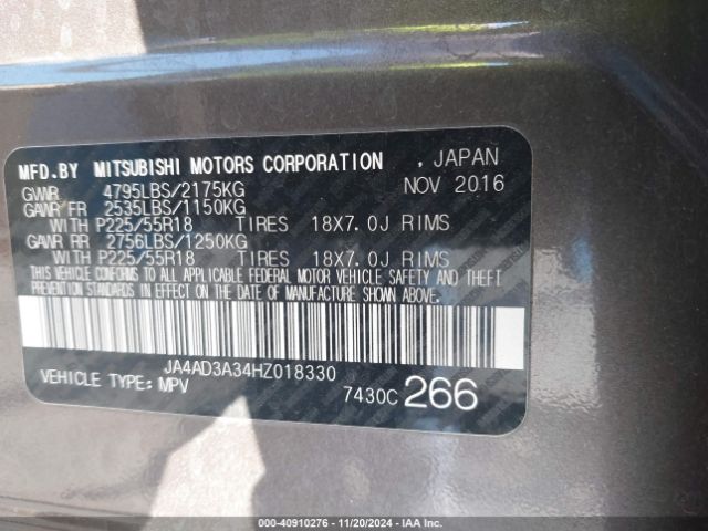 JA4AD3A34HZ018330 Mitsubishi Outlander Se/sel