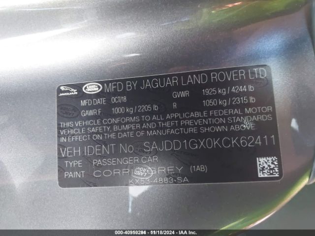 2019 JAGUAR F-TYPE SAJDD1GX0KCK62411 Photo 8