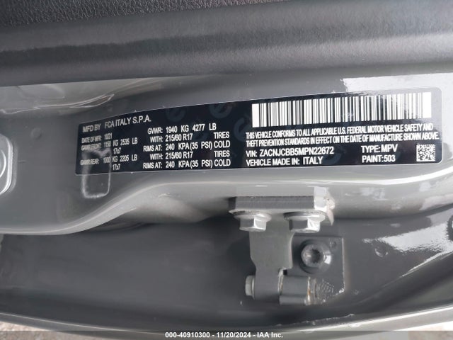 ZACNJCBB5MPN22672 Jeep Renegade Latitude Fwd