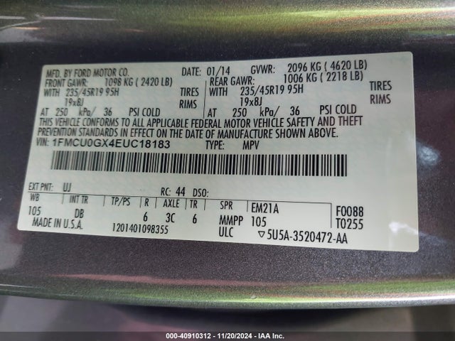 Ford ESCAPE SE 2014 1FMCU0GX4EUC18183 Image 9