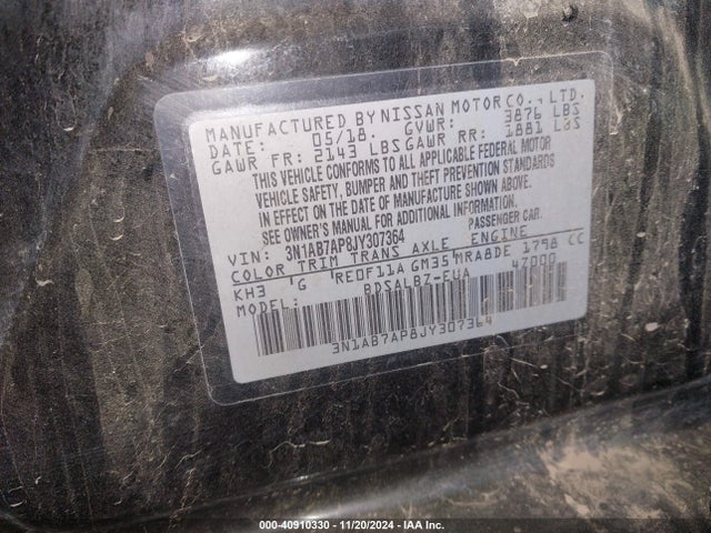 Nissan SENTRA S 2018 3N1AB7AP8JY307364 Image 9