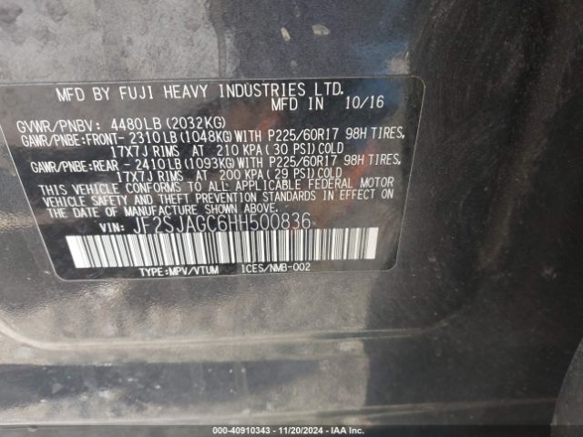 JF2SJAGC6HH500836 Subaru Forester 2.5i Premium