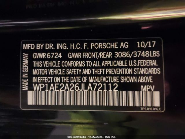WP1AE2A26JLA72112 Porsche Cayenne E-hybrid S Platinum Edition