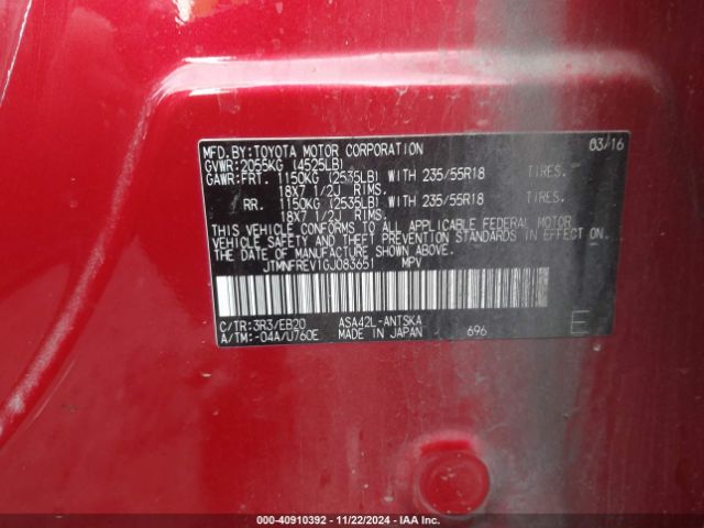 JTMNFREV1GJ083651 Toyota RAV4 SE