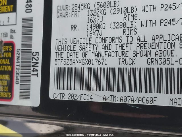 5TFSZ5ANXGX017671 Toyota Tacoma Sr5 V6