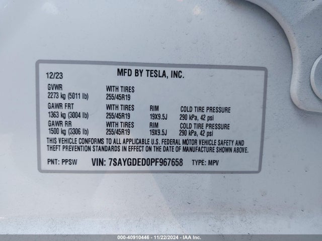 2023 TESLA MODEL Y 7SAYGDED0PF967658 Photo 8