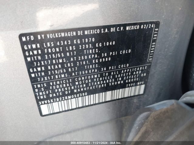3VV5X7B22RM058390 Volkswagen Taos 1.5t S