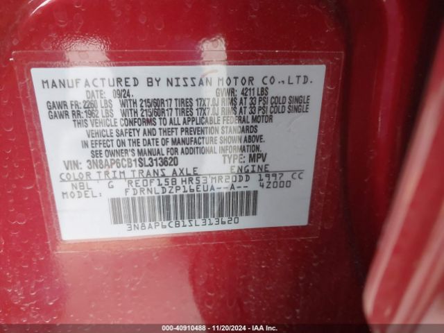 3N8AP6CB1SL313620 Nissan KICKS SV