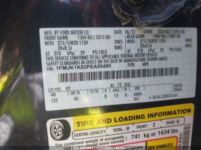 1FMJK1K82PEA50480 Ford Expedition Limited Max