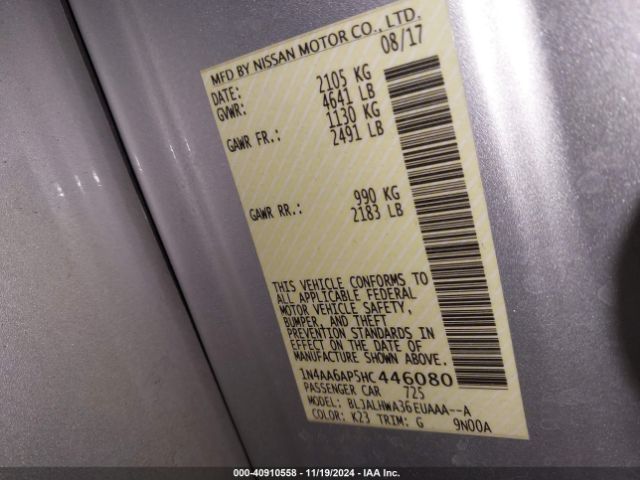 1N4AA6AP5HC446080 Nissan Maxima 3.5 Platinum