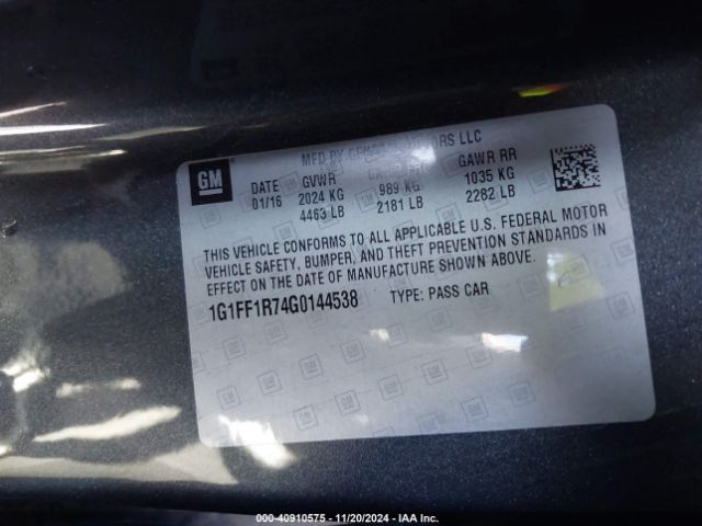 1G1FF1R74G0144538 Chevrolet Camaro 1ss