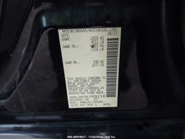 Nissan Altima 2.5 S 2014 1N4AL3AP3EN209158 Image 9