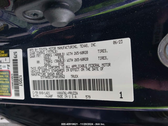 Toyota Tundra Platinum 2023 5TFNA5EC3PX018562 Image 9