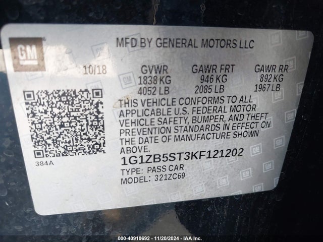 Chevrolet Malibu 1ls 2019 1G1ZB5ST3KF121202 Image 9
