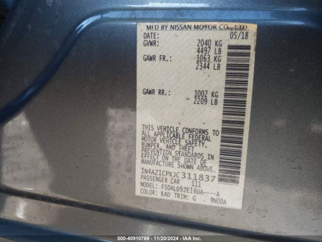 1N4AZ1CPXJC311837 Nissan LEAF SV