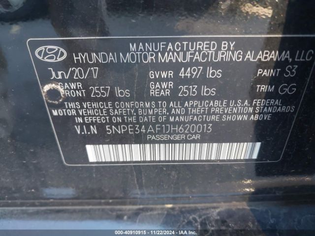5NPE34AF1JH620013 Hyundai Sonata Limited