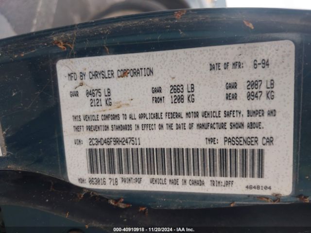 1994 CHRYSLER NEW YORKER 2C3HD46F9RH247511 Photo 8