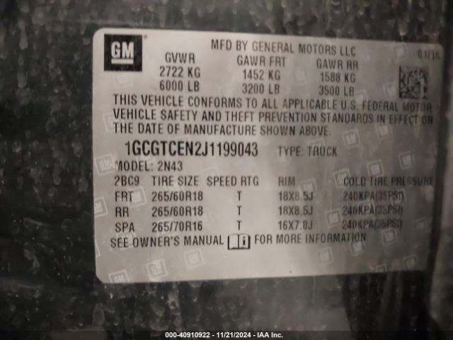 1GCGTCEN2J1199043 Chevrolet Colorado Lt