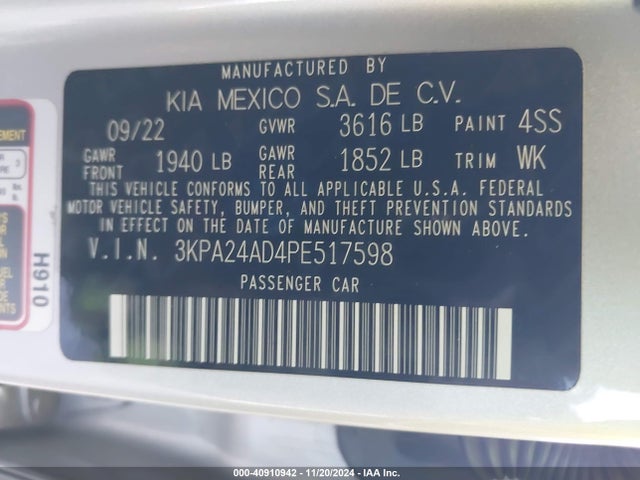KIA RIO S 2023 3KPA24AD4PE517598 Image 9