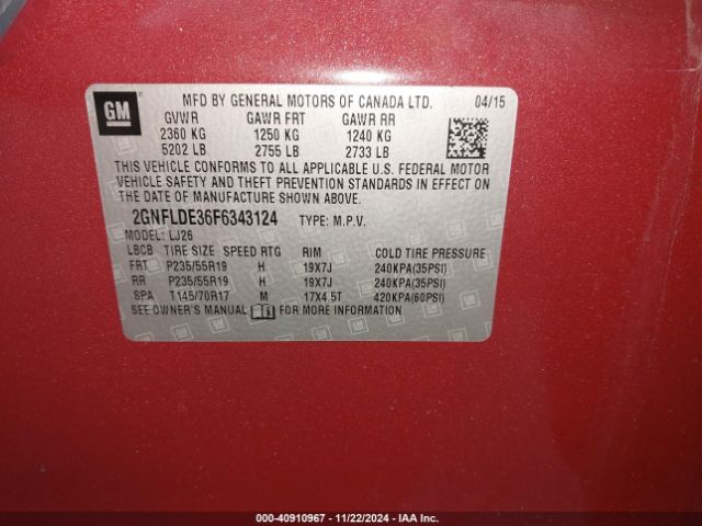 2GNFLDE36F6343124 Chevrolet Equinox Ltz