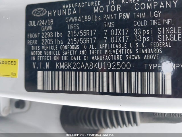 Hyundai Kona Sel 2019 KM8K2CAA8KU192500 Image 9