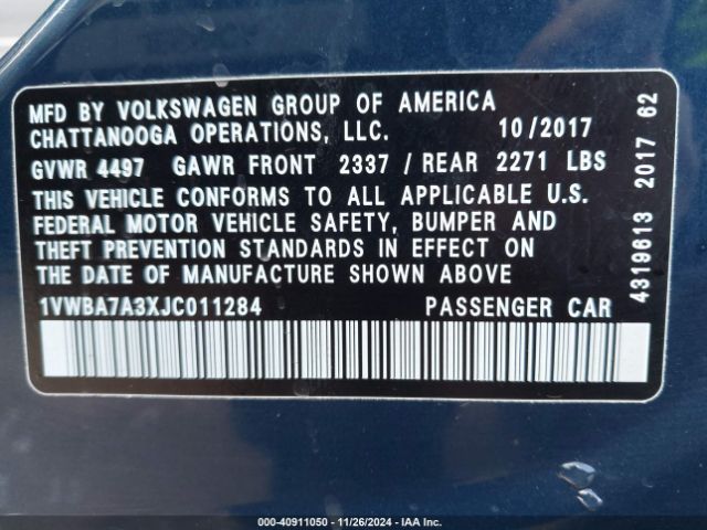 1VWBA7A3XJC011284 Volkswagen Passat 2.0t Se