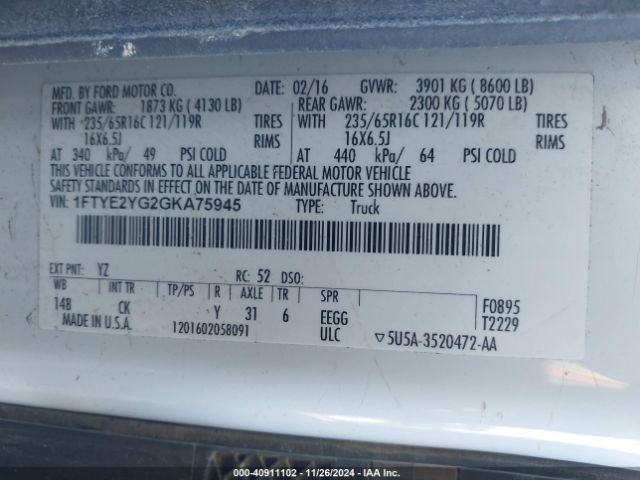 1FTYE2YG2GKA75945 Ford Transit-150