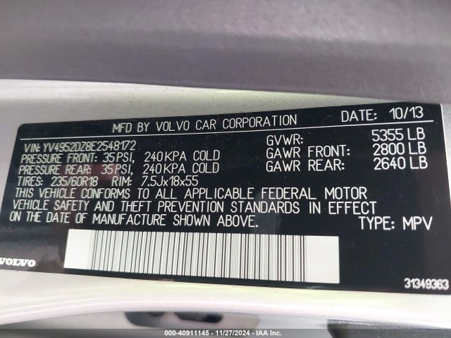 Volvo XC60 3.2 2014 YV4952DZ8E2548172 Image 9