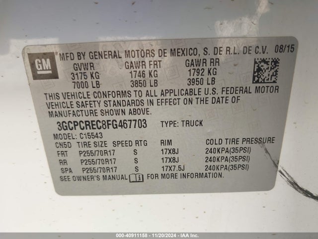 Chevrolet Silverado 1500 Lt 2015 3GCPCREC8FG467703 Image 9