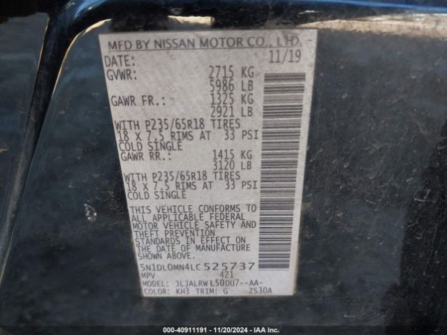 5N1DL0MN4LC525737 Infiniti QX60 LUXE